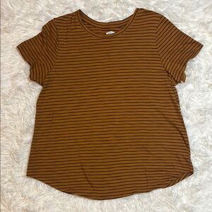 Old Navy Fitted Brown and Black Striped T-Shirt